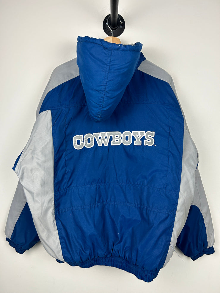 Vintage 90s NFL Reebok Dallas Cowboys Blue Insulated Hooded Jacket