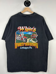 Vintage 90s Harley Davidson One Hot Piece Of Steel Flames Black Tee