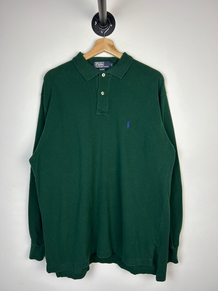 Vintage 90s Polo Ralph Lauren Green Polo Rugby Long Sleeve