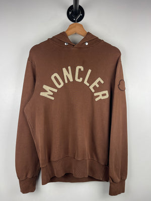 Moncler SS23 Curved Logo Mocha Brown Hoodie