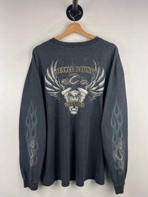 Vintage Orange County Choppers Flames New York Thrashed Faded Black Long Sleeve