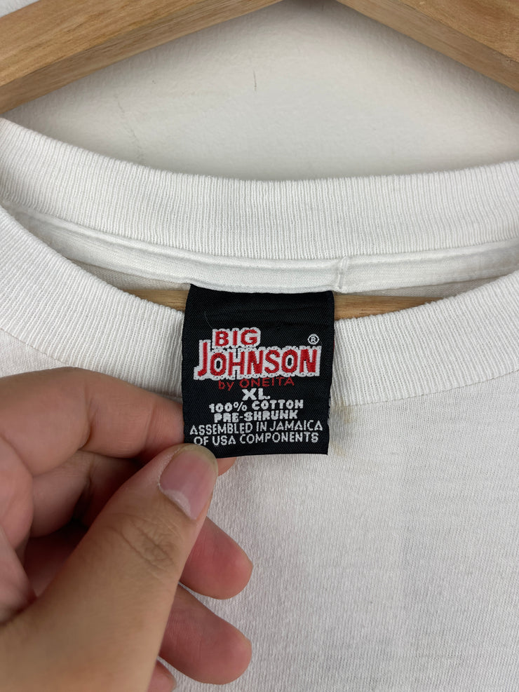 Vintage 90s Big Johnson Army Drop Em Soldier White Tee