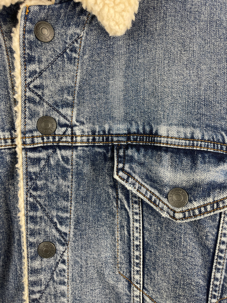 Vintage 90s American Eagle Sherpa Lined Blue Denim Jacket
