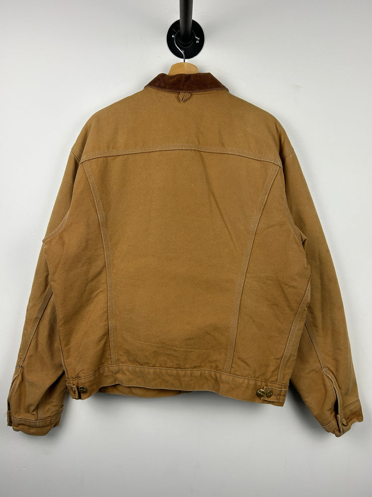 Vintage 90s Carhartt Trucker Blanket Lined Button Up Beige Jacket