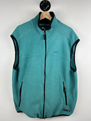 Vintage 90s Nike ACG Teal Fleece Zip Up Vest