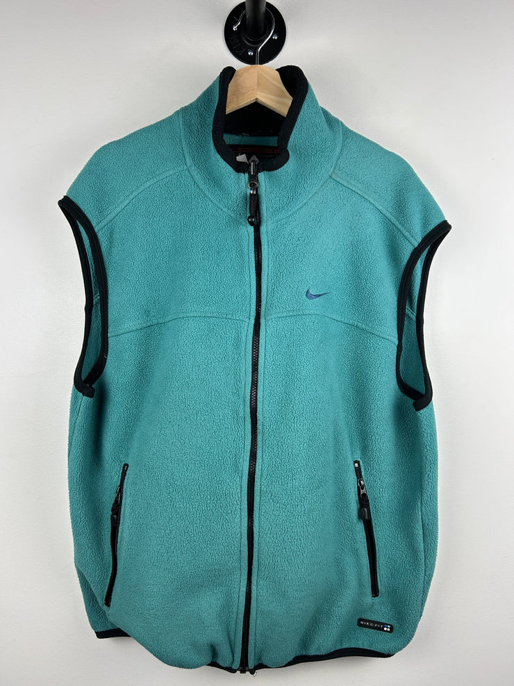 Vintage 90s Nike ACG Teal Fleece Zip Up Vest