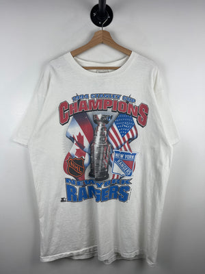 Vintage 90s NHL Starter New York Rangers Stanley Cup Champions White Tee