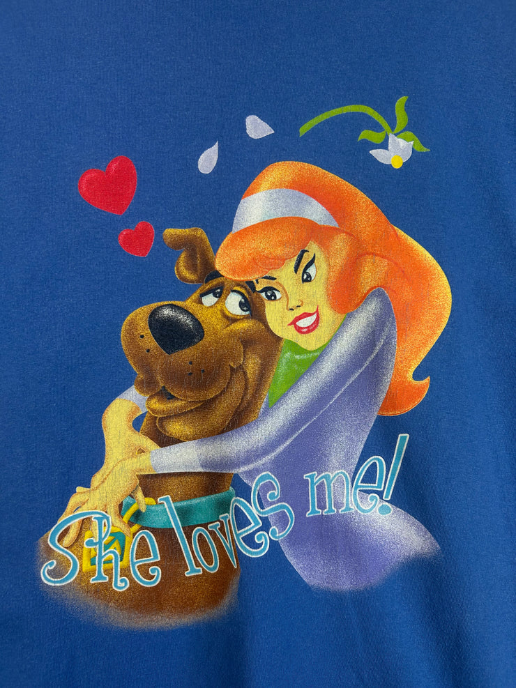 Vintage 2002 Scooby Doo She Loves Me She Loves Me Not Blue Tee