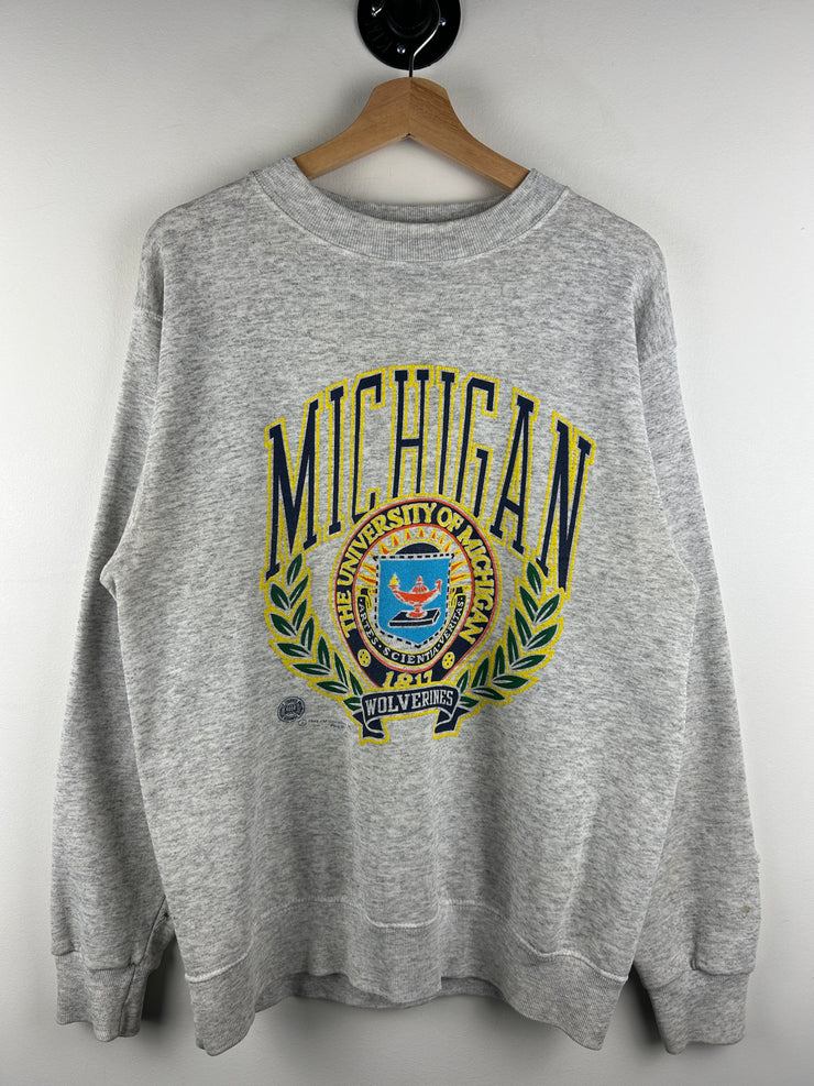 Vintage 80s University Of Michigan Wolverines Grey Crewneck