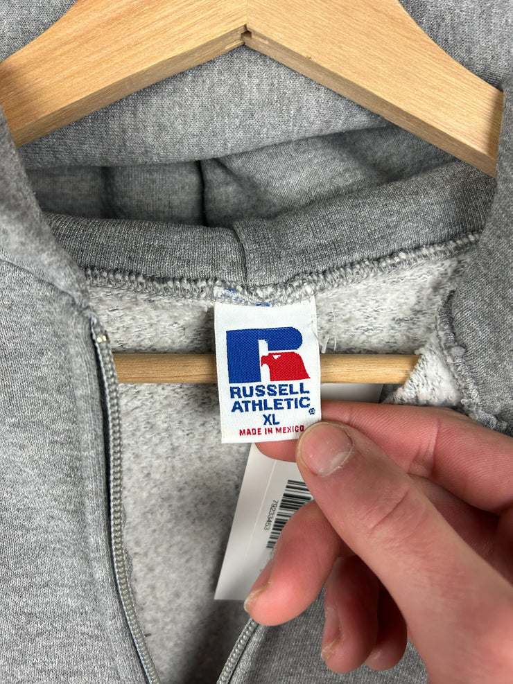 Vintage 90s Russell Atheltic Blank Grey Zip Up Hoodie