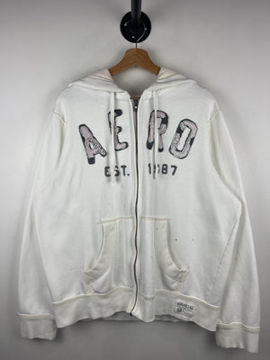 Vintage Aeropostale Aero. Est 1987 Embroidered White Zip Up Hoodie