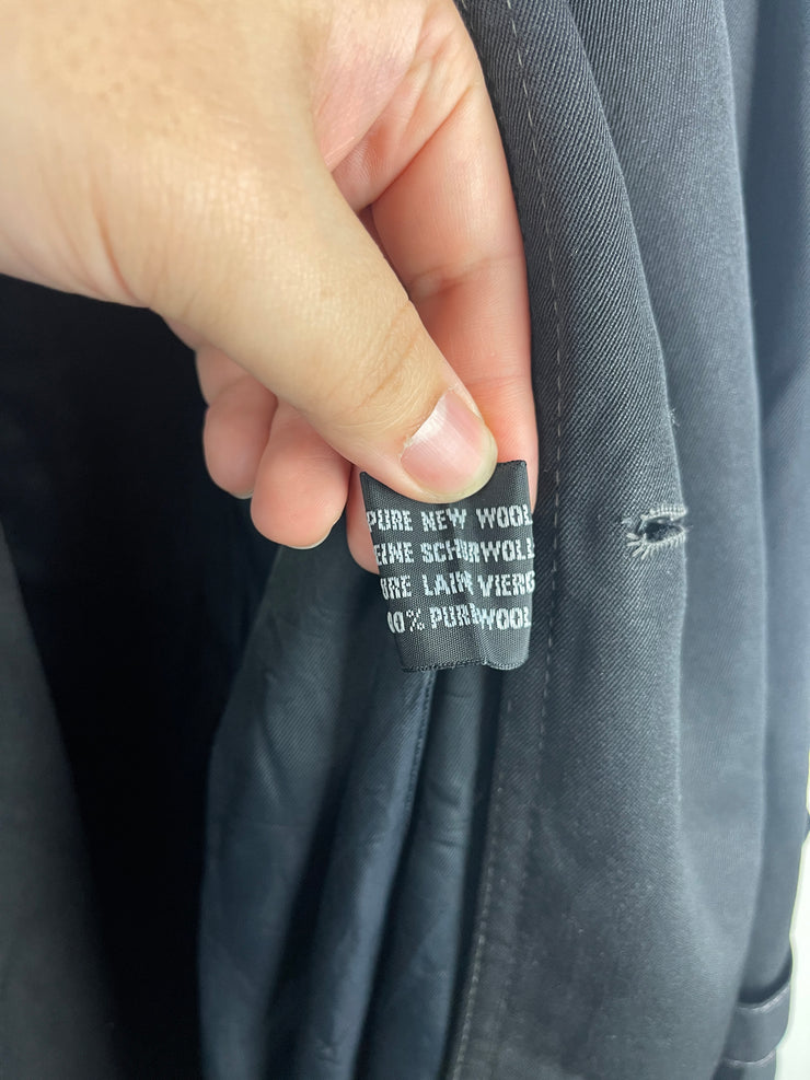 Vintage 90s Christian Dior Monsieur Black Wool Trench Coat