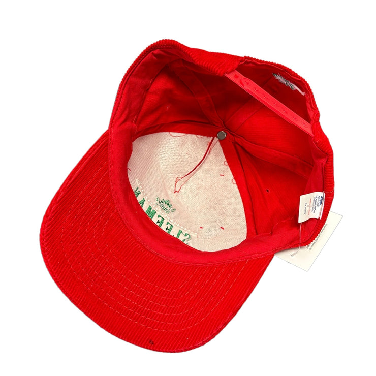 Vintage 90s Sleeman Beer Corduroy Red Snapback Hat