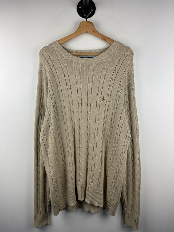 Vintage 90s Tommy Hilfiger Cable Knit Cream Sweater