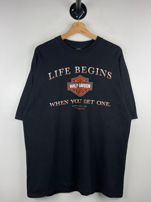 Vintage Harley Davidson Life Begins New York Black Tee
