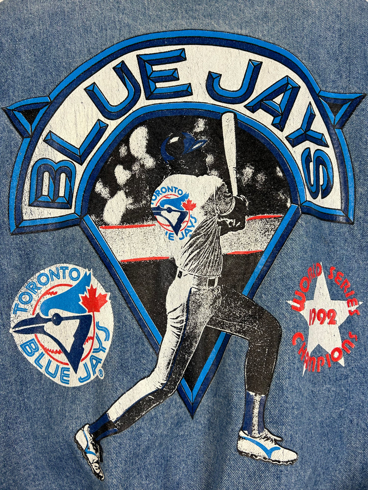 Vintage 1992 Toronto Blue Jays World Series Champions Denim Varsity Jacket