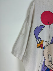 Vintage 1993 Looney Tunes Roller Coaster White Tee