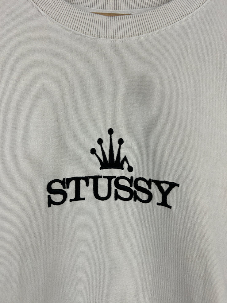 Stussy Bent Crown Embroidered Natural Crewneck