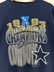 Vintage 1993 Logo 7 Dallas Cowboys Champions Navy Crewneck