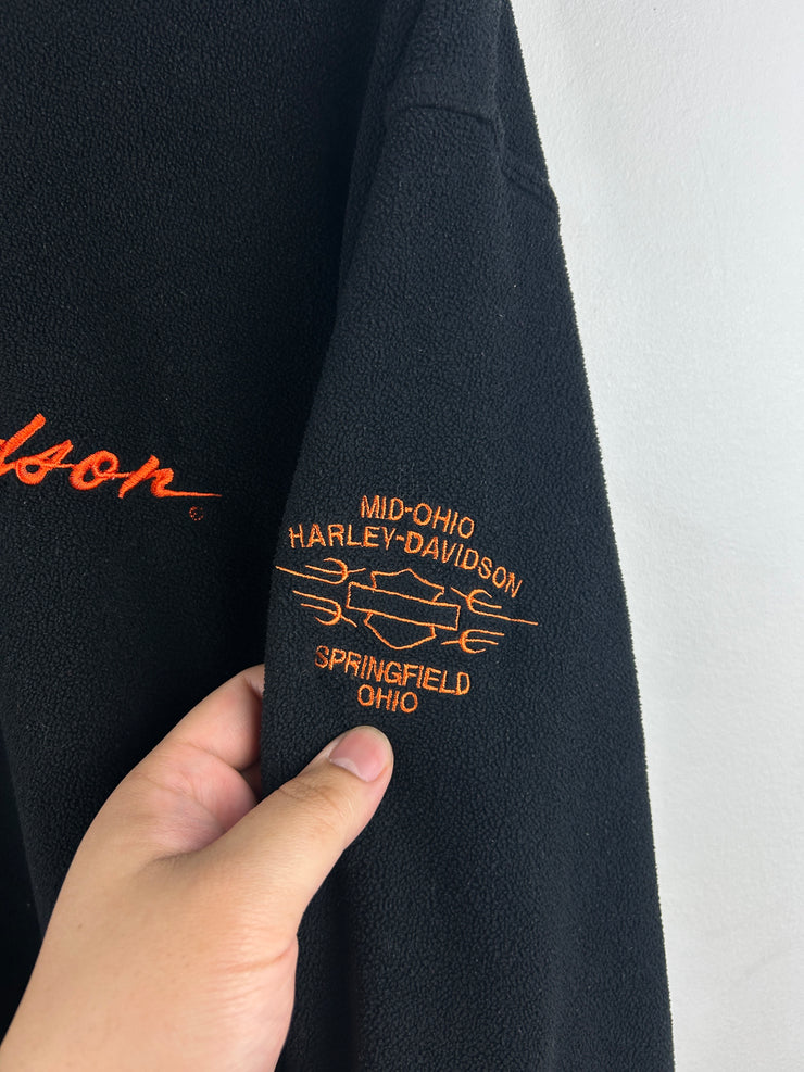 Vintage Harley Davidson Ohio Embroidered Black Fleece Crewneck