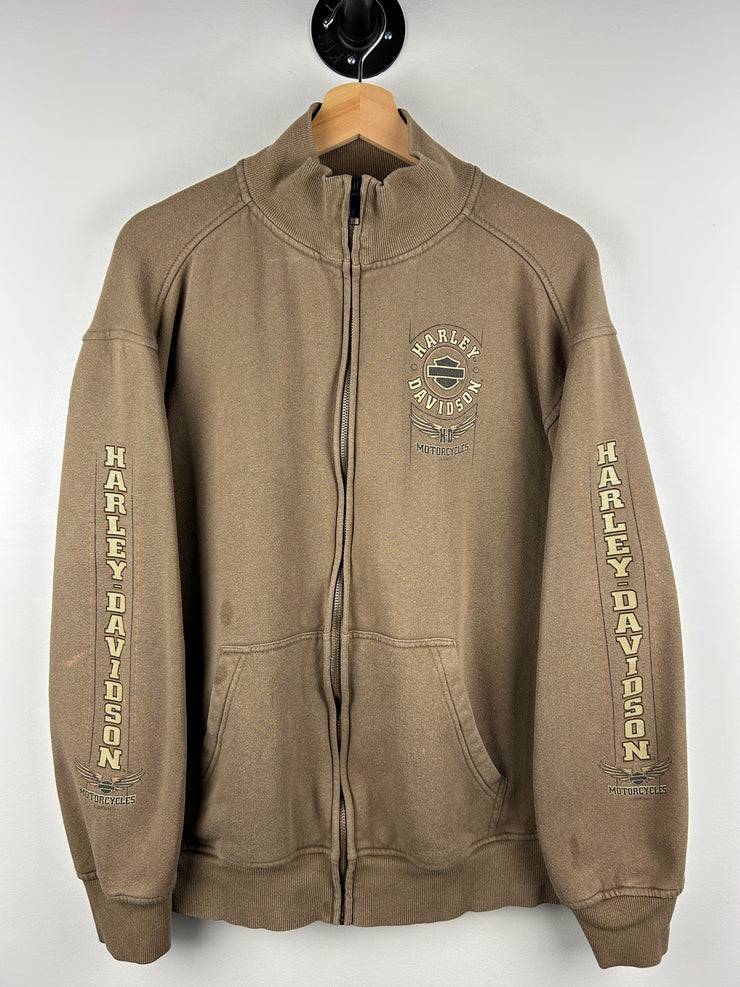 Vintage Harley Davidson Waterloo Olive Green Zip Up Sweater