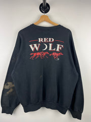 Vintage 90s Red Wolf Beer Follow Your Instincts Black Crewneck