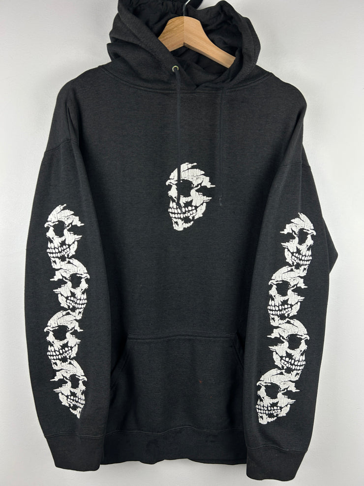 Vintage Y2K Skulls Faded Black Hoodie