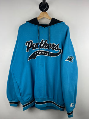 Vintage 90s NFL Starter Caronlina Panthers Tailsweep Script Blue Hoodie