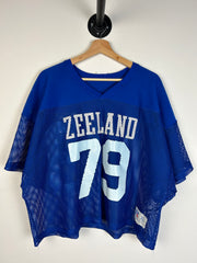 Vintage 90's Russell Zeeland Cropped Mesh Blue Football Jersey