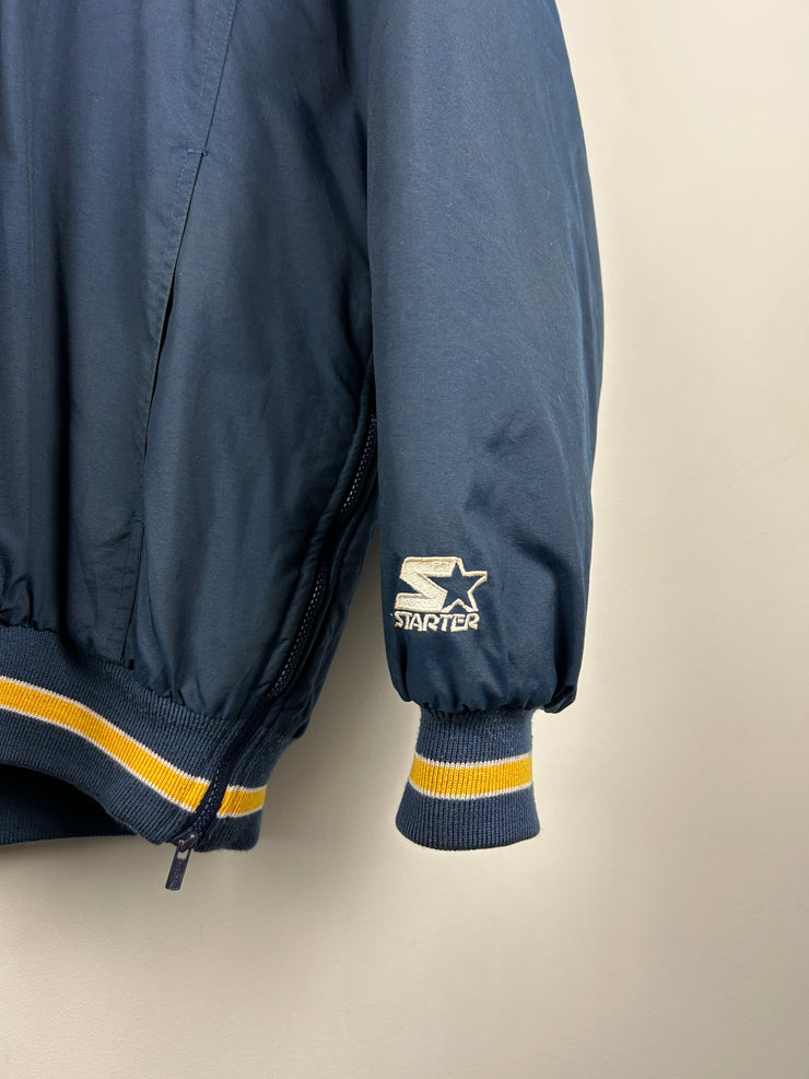Vintage 90s Starter Notre Dame Fighting Irish Embroidered Navy Hooded Jacket