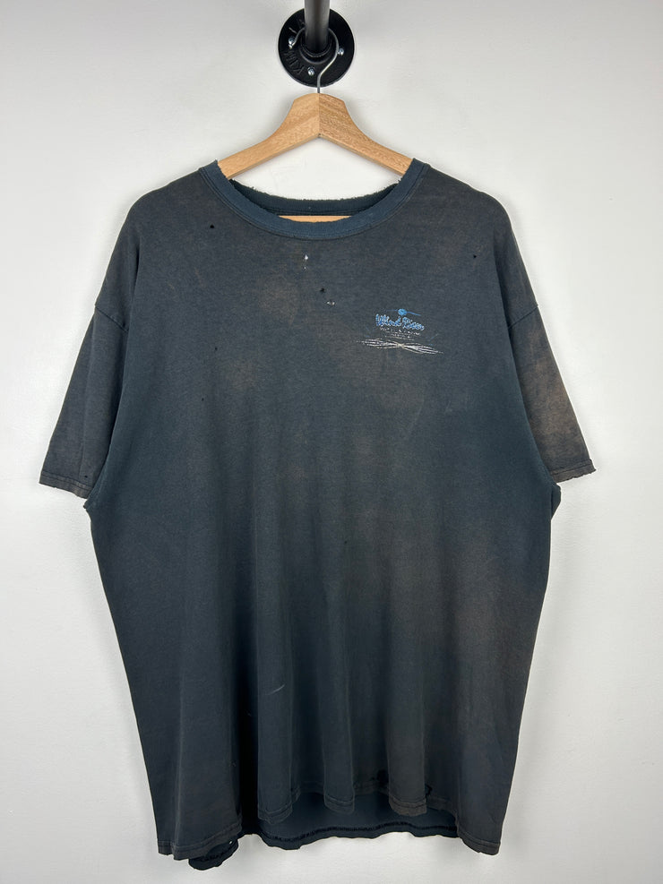 Vintage Wind River Ride The Winds Motorcycle Faded Black Tee