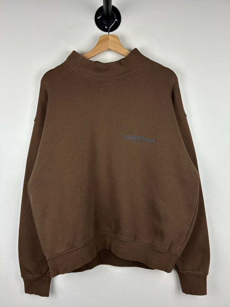 Fear Of God Essentials Rain Drum Brown Mockneck Crewneck