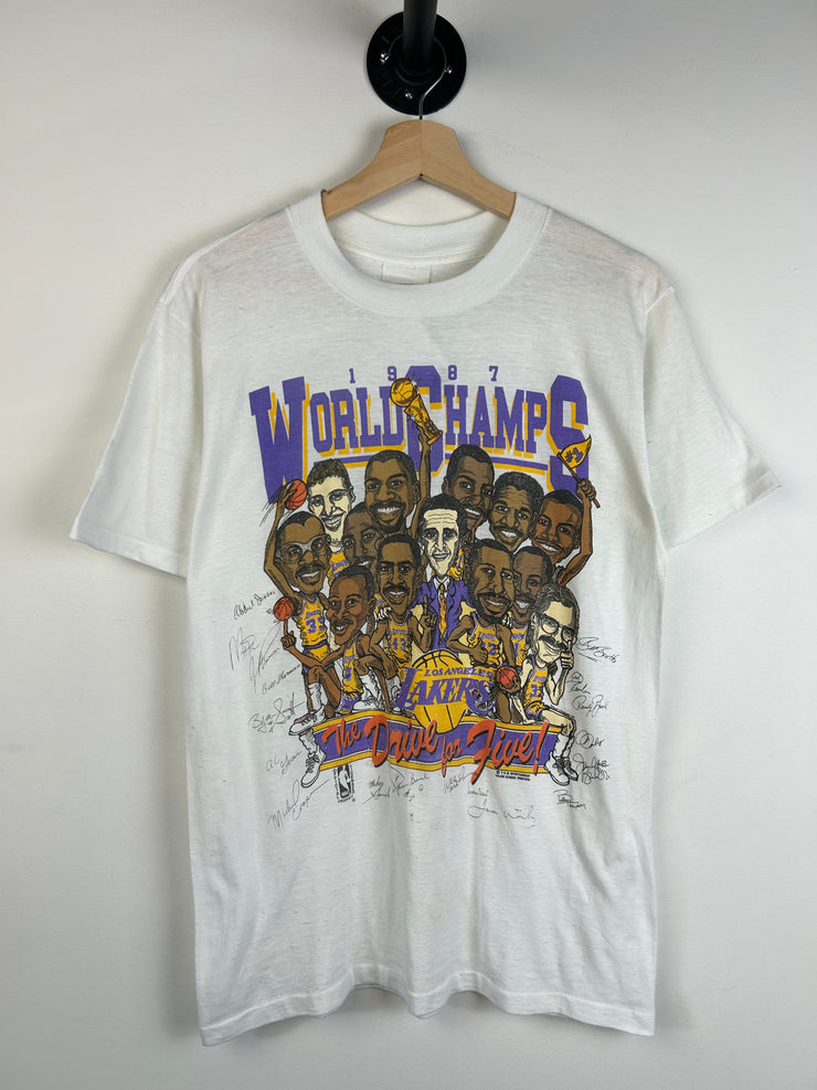 Vintage 1987 Los Angeles Lakers Champions White Tee