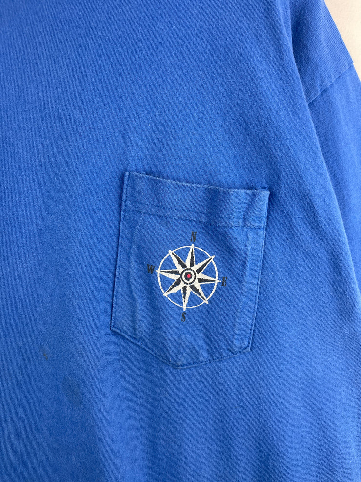 Vintage 90s Marlboro Skiing Make The Run Blue Tee