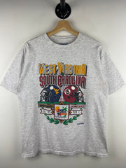 Vintage 90s West Virginia VS South Carolina Car Quest Bowl Football Grey Tee