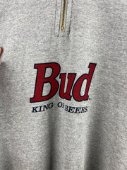 Vintage 90s Budweiser Beer King Of Beers Grey Quarter Zip Sweater