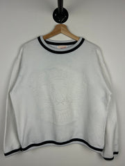 Vintage 90s Caesars Palace Embossed White Crewneck