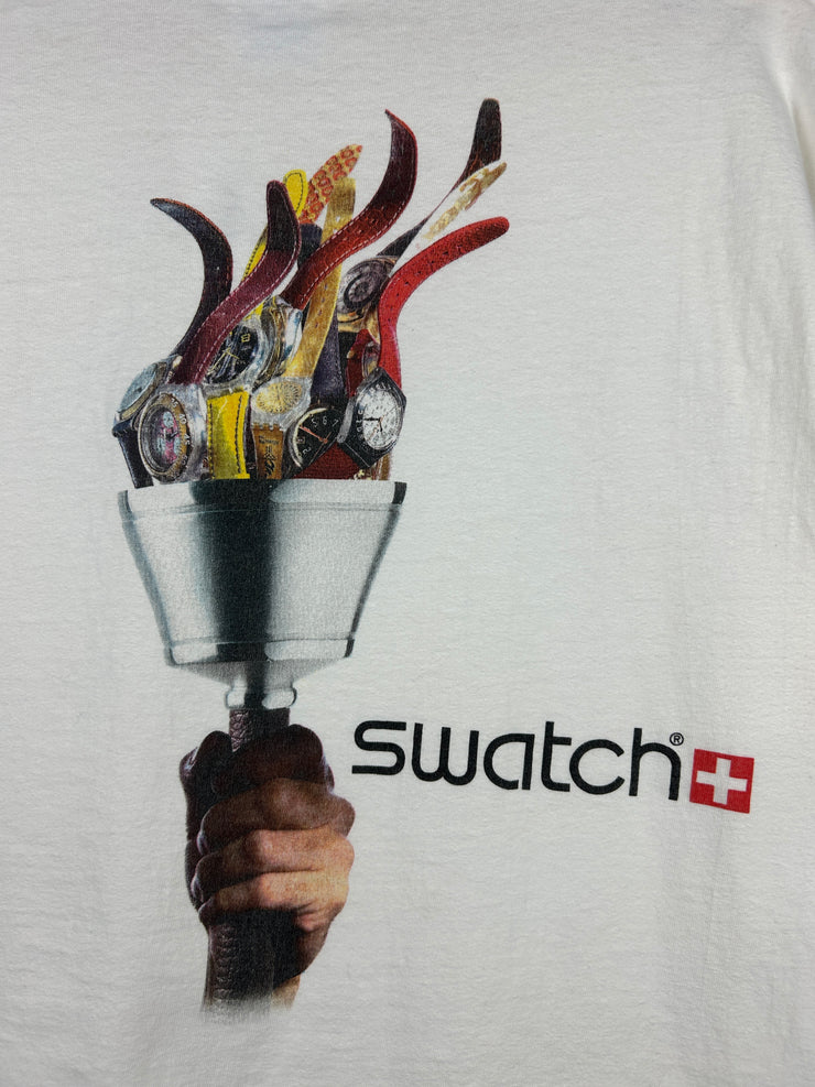Vintage 90s Atlanta Olympics Swatch Watches Promo White Tee