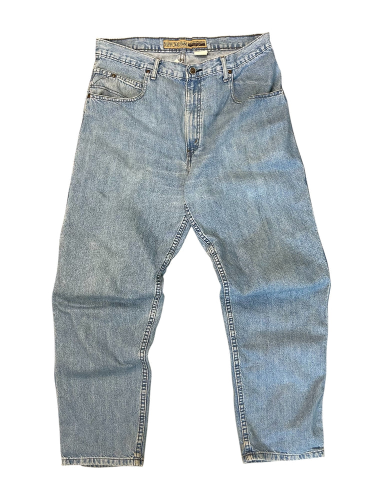 Vintage 90s Levis Silver Tab Patch Light Wash Blue Denim Jeans