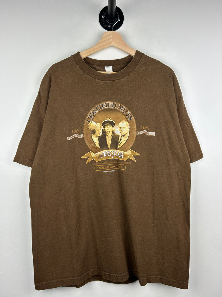 Vintage 2004 The Three Stooges Certified Nuts Brown Tee