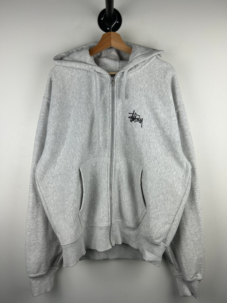 Stussy Script Ash Heather Grey Zip Up Hoodie