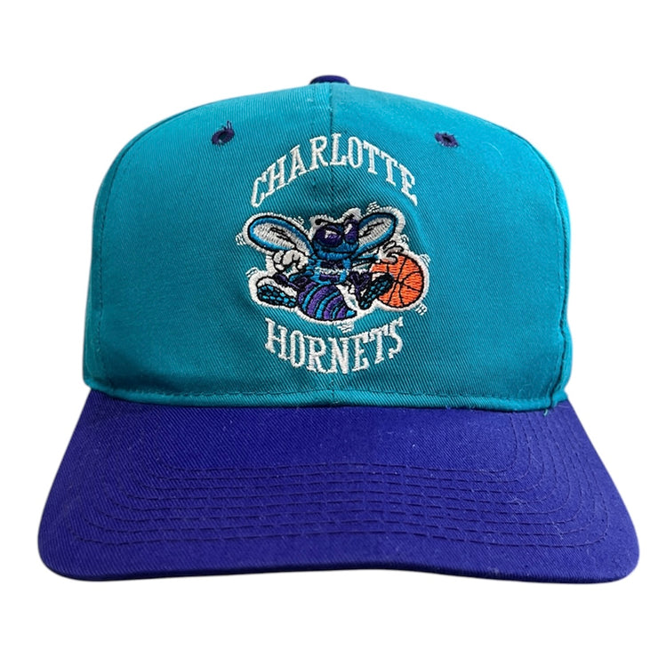 Vintage 90s NBA Charlotte Hornets Teal & Purple Snapback Hat