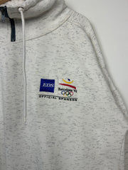 Vintage 90s Olympics Barcelona Swingster Grey Quarter Zip Sweater