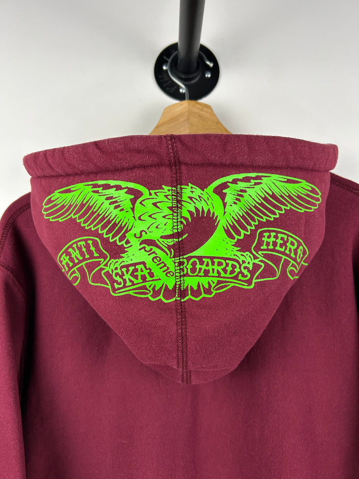 Supreme SS16 Anti Hero Skateboarding Burgundy Hoodie