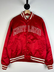 Vintage 80's Maryland Red Starter Satin Varsity Bomber Jacket