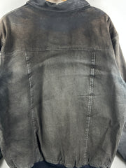 Vintage 90s Black Leather Suede Faded Bomber Jacket