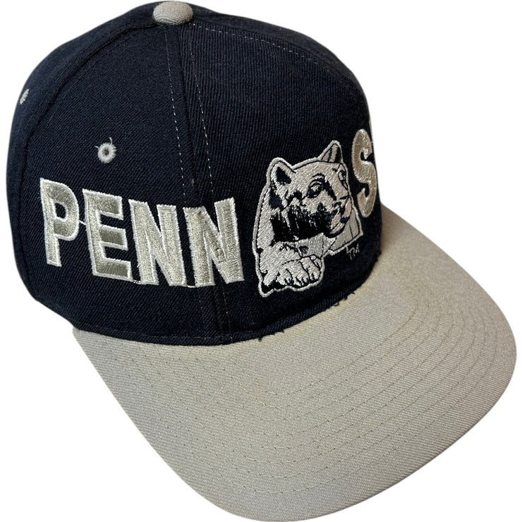 Vintage 90s Starter Penn State Lions Spellout Navy Wool Snapback Hat