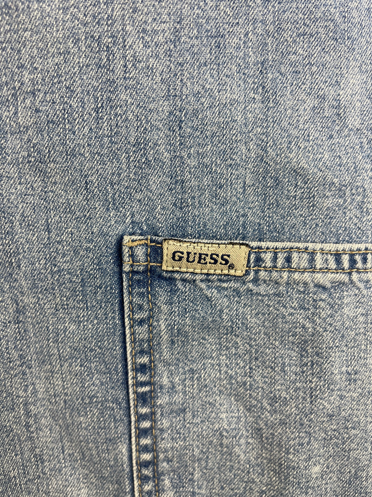 Vintage 90s Guess Light Wash Blue Denim Vest