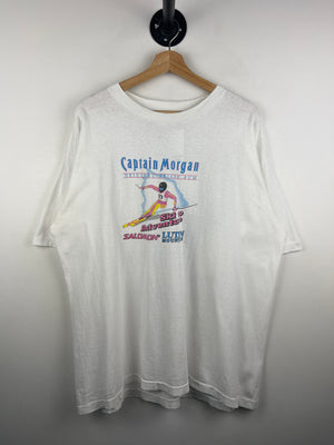 Vintage 90s Salomon Captain Morgan Ski To Adventure Lutsen Mountains White Tee
