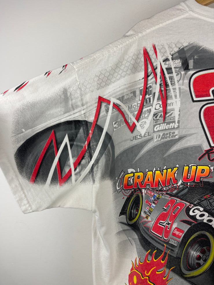 Vintage Nascar Kevin Harvick Goodwrench All Over Print White Tee